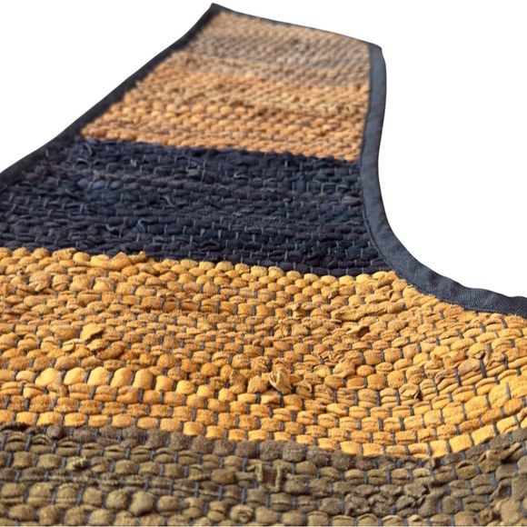 Vintage AJ Woven Leather Vest Genuine Suede Striped Southwest Boho Size Small - Picture 2 of 10